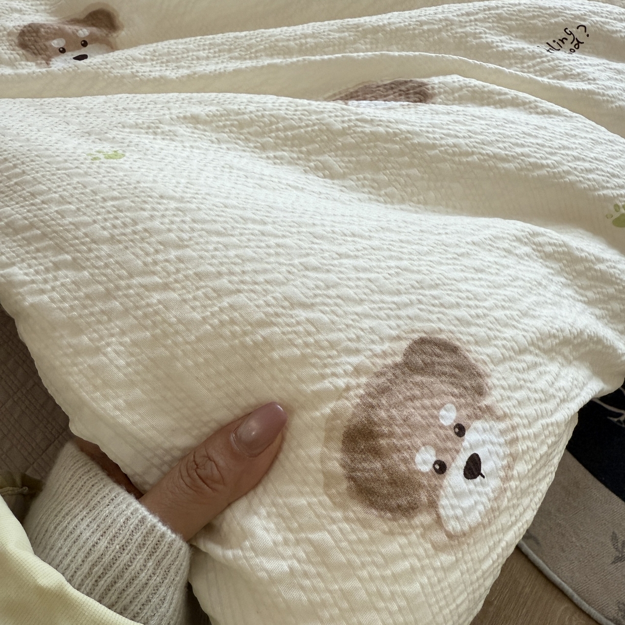 91家纺网 家纺一手货源 找家纺 美丽坊 2026新款爆款韩版泡泡纱四件套 哈基米