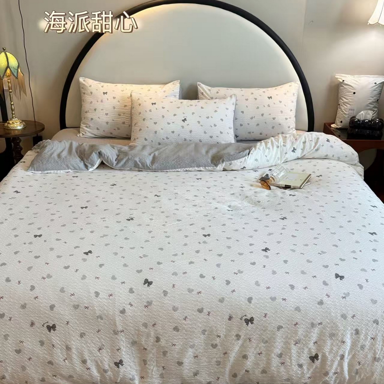 91家纺网 家纺一手货源 找家纺 美丽坊 2026新款爆款韩版泡泡纱四件套 海派甜心