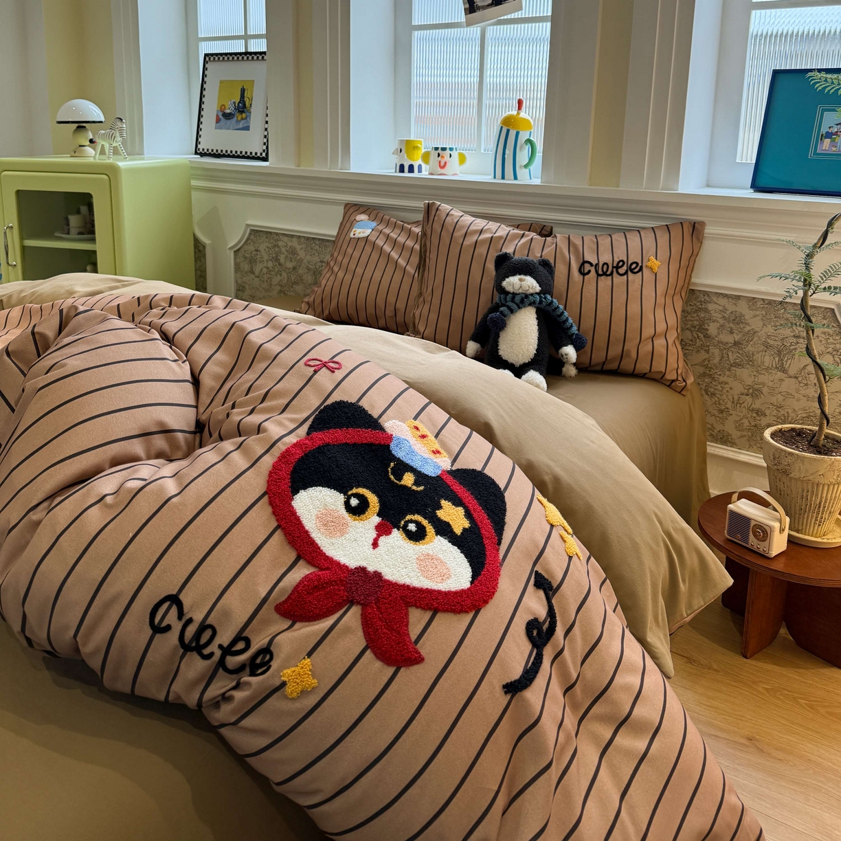 91家纺网 家纺一手货源 找家纺 珺柔家纺 2026新款全棉纯棉四件套 围巾猫