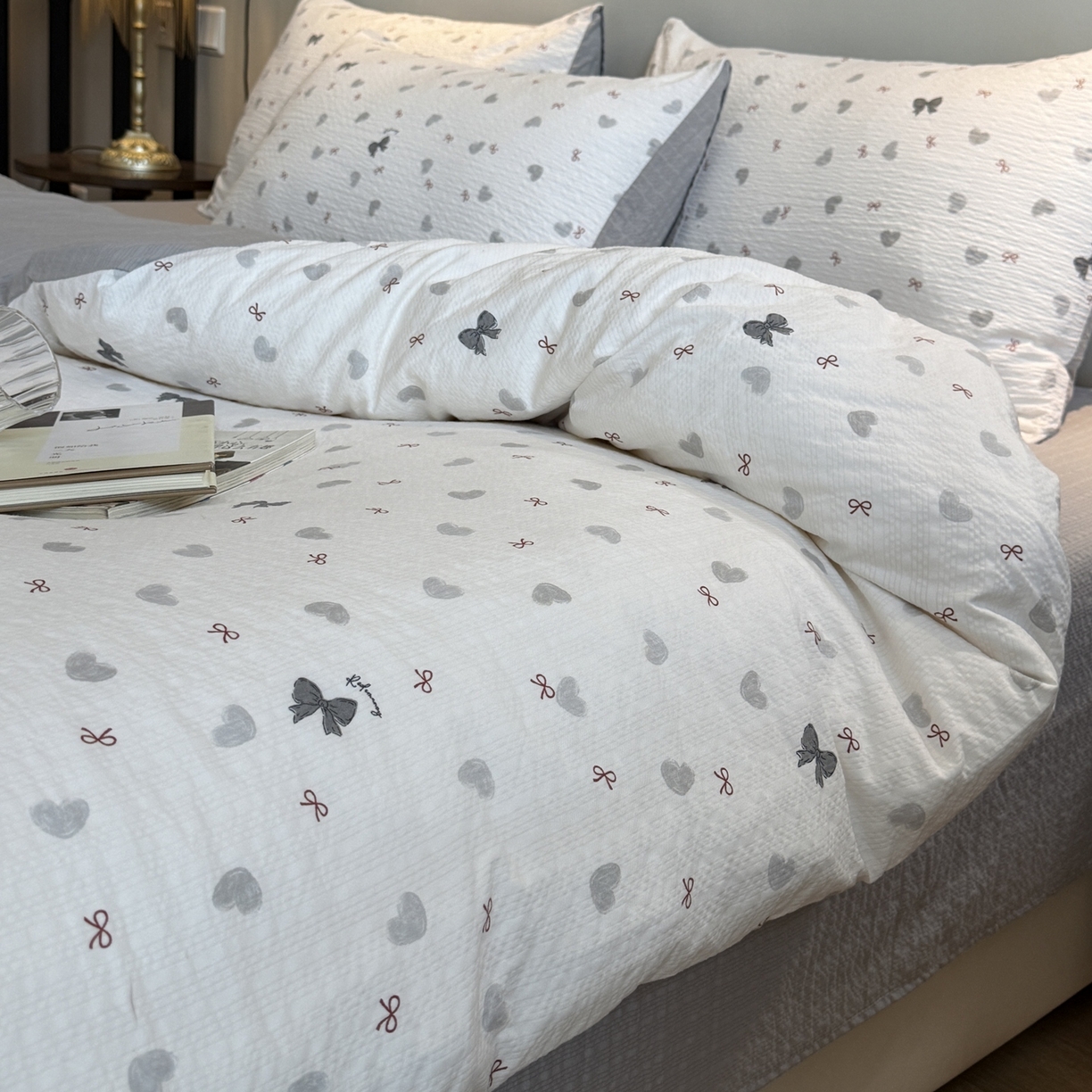 91家纺网 家纺一手货源 找家纺 美丽坊 2026新款爆款韩版泡泡纱四件套 海派甜心