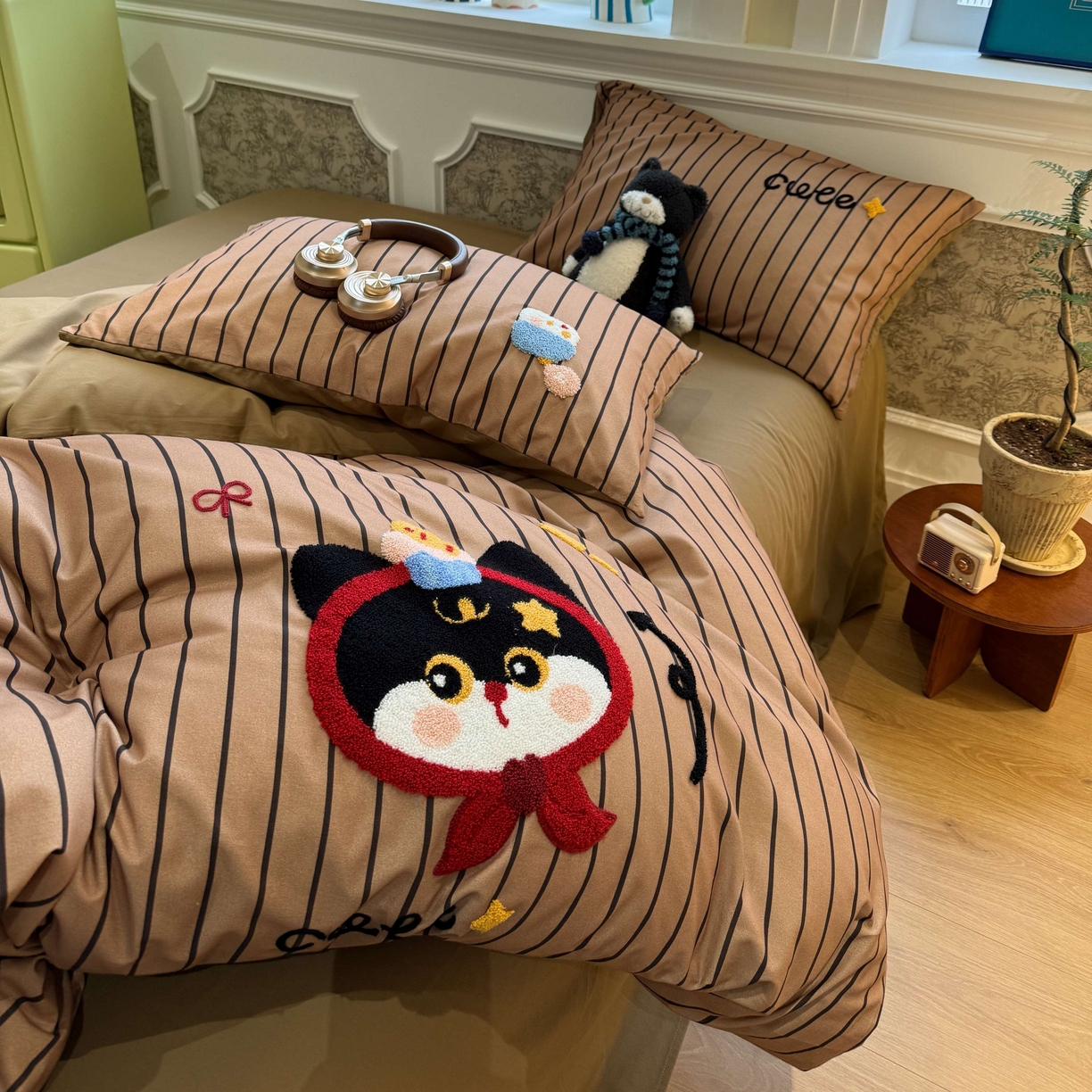 91家纺网 家纺一手货源 找家纺 珺柔家纺 2026新款全棉纯棉四件套 围巾猫