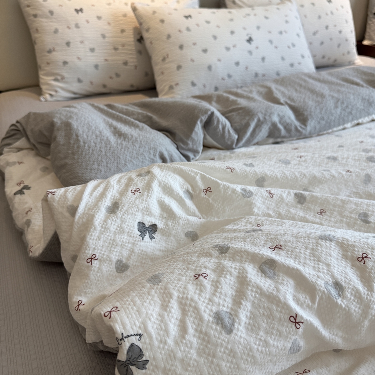 91家纺网 家纺一手货源 找家纺 美丽坊 2026新款爆款韩版泡泡纱四件套 海派甜心