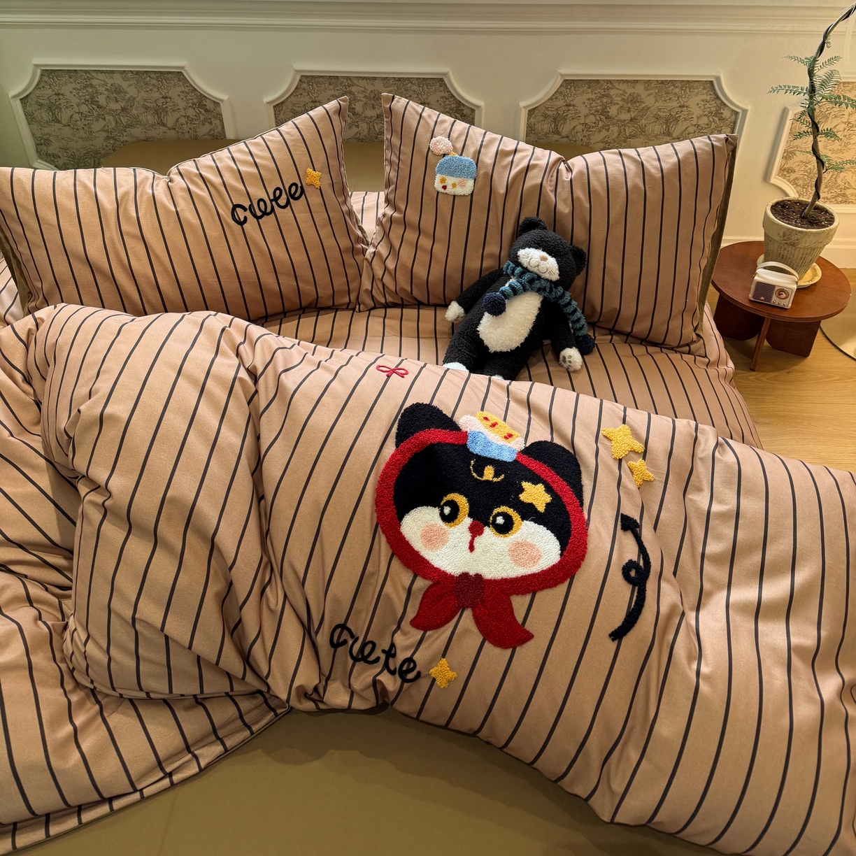 91家纺网 家纺一手货源 找家纺 珺柔家纺 2026新款全棉纯棉四件套 围巾猫