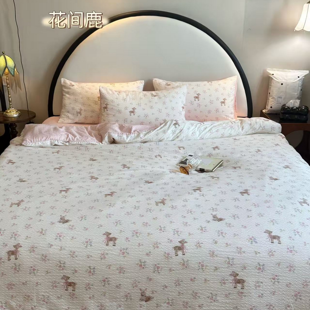 91家纺网 家纺一手货源 找家纺 美丽坊 2026新款爆款韩版泡泡纱四件套 花间鹿