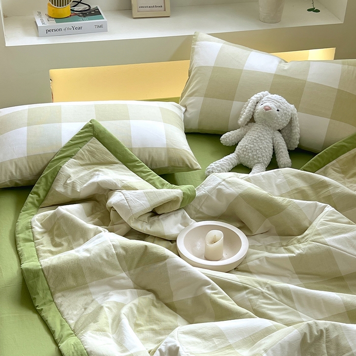 91家纺网 家纺一手货源 找家纺 春皖家纺 2026春夏新款全棉色织水洗棉夏被夏凉被空调被-云恋系列 云恋-芳青绿