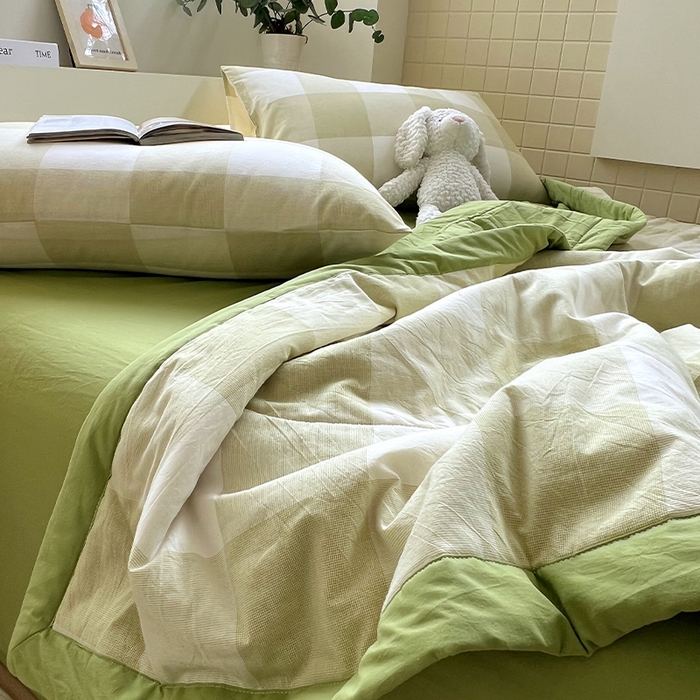 91家纺网 家纺一手货源 找家纺 春皖家纺 2026春夏新款全棉色织水洗棉夏被夏凉被空调被-云恋系列 云恋-芳青绿