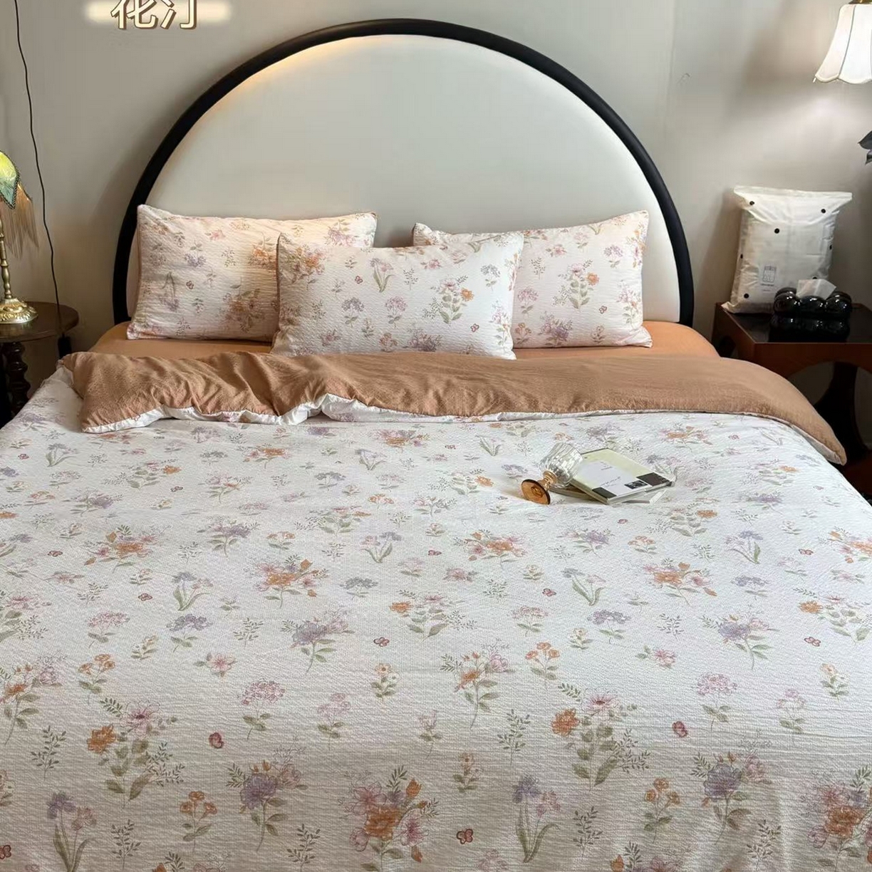 91家纺网 家纺一手货源 找家纺 美丽坊 2026新款爆款韩版泡泡纱四件套 花汀