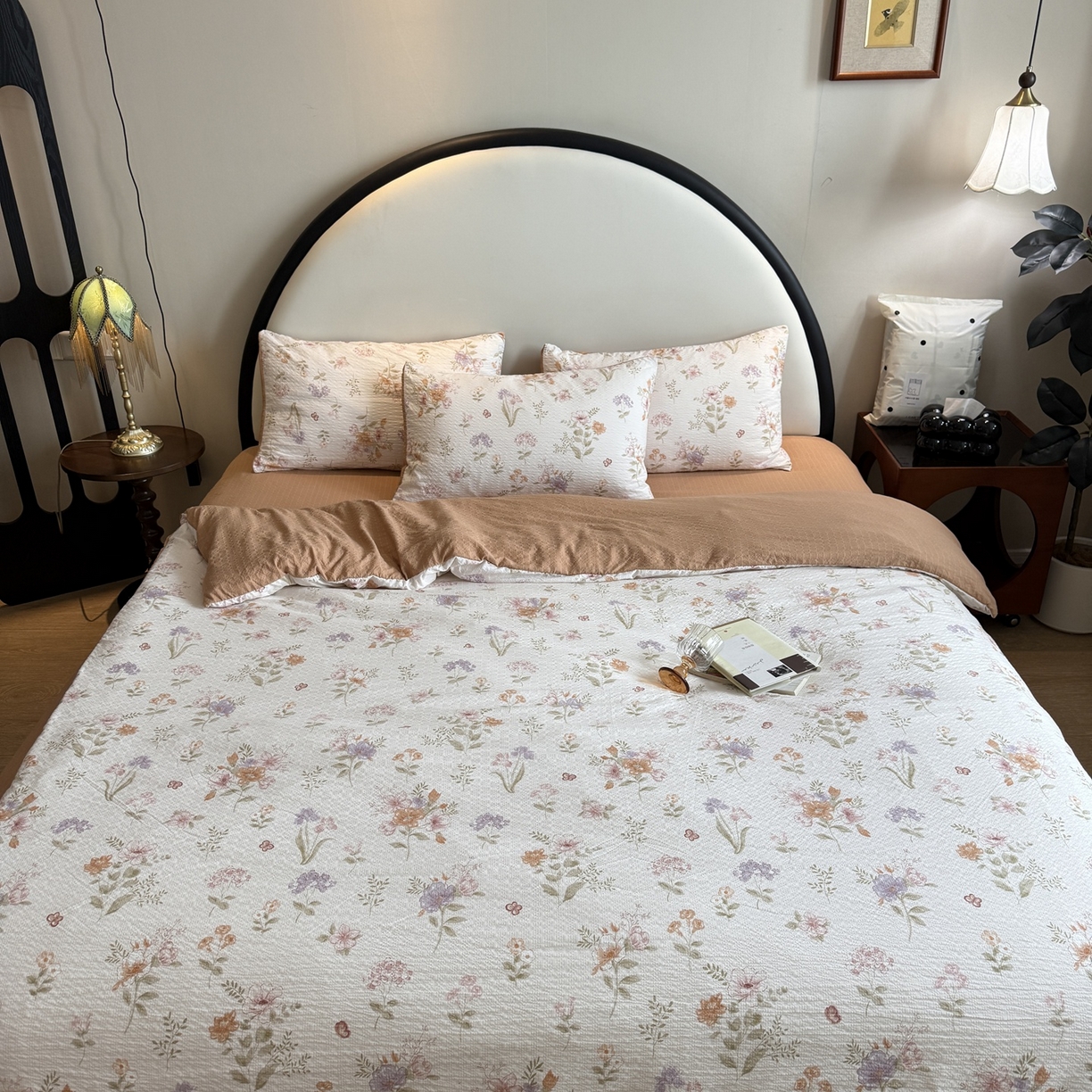 91家纺网 家纺一手货源 找家纺 美丽坊 2026新款爆款韩版泡泡纱四件套 花汀