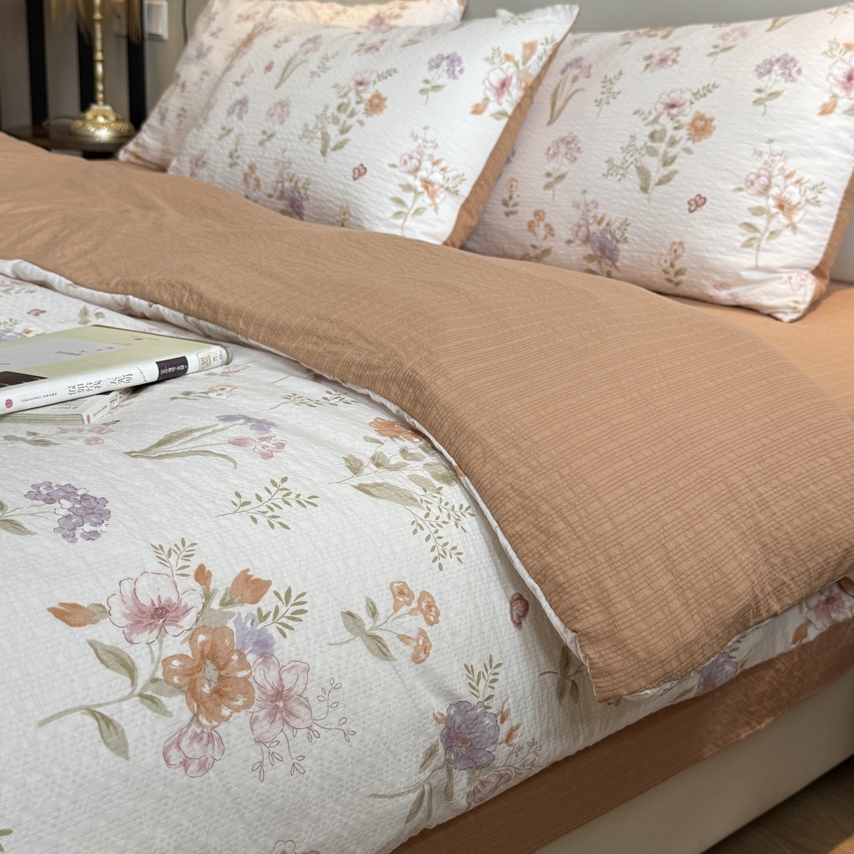 91家纺网 家纺一手货源 找家纺 美丽坊 2026新款爆款韩版泡泡纱四件套 花汀