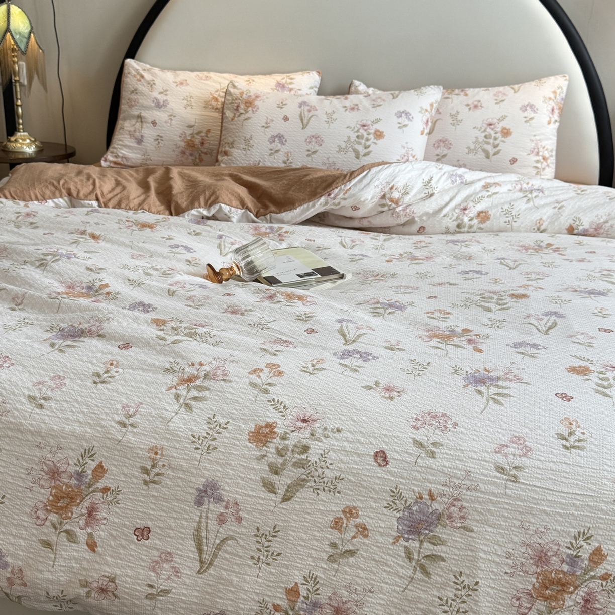 91家纺网 家纺一手货源 找家纺 美丽坊 2026新款爆款韩版泡泡纱四件套 花汀