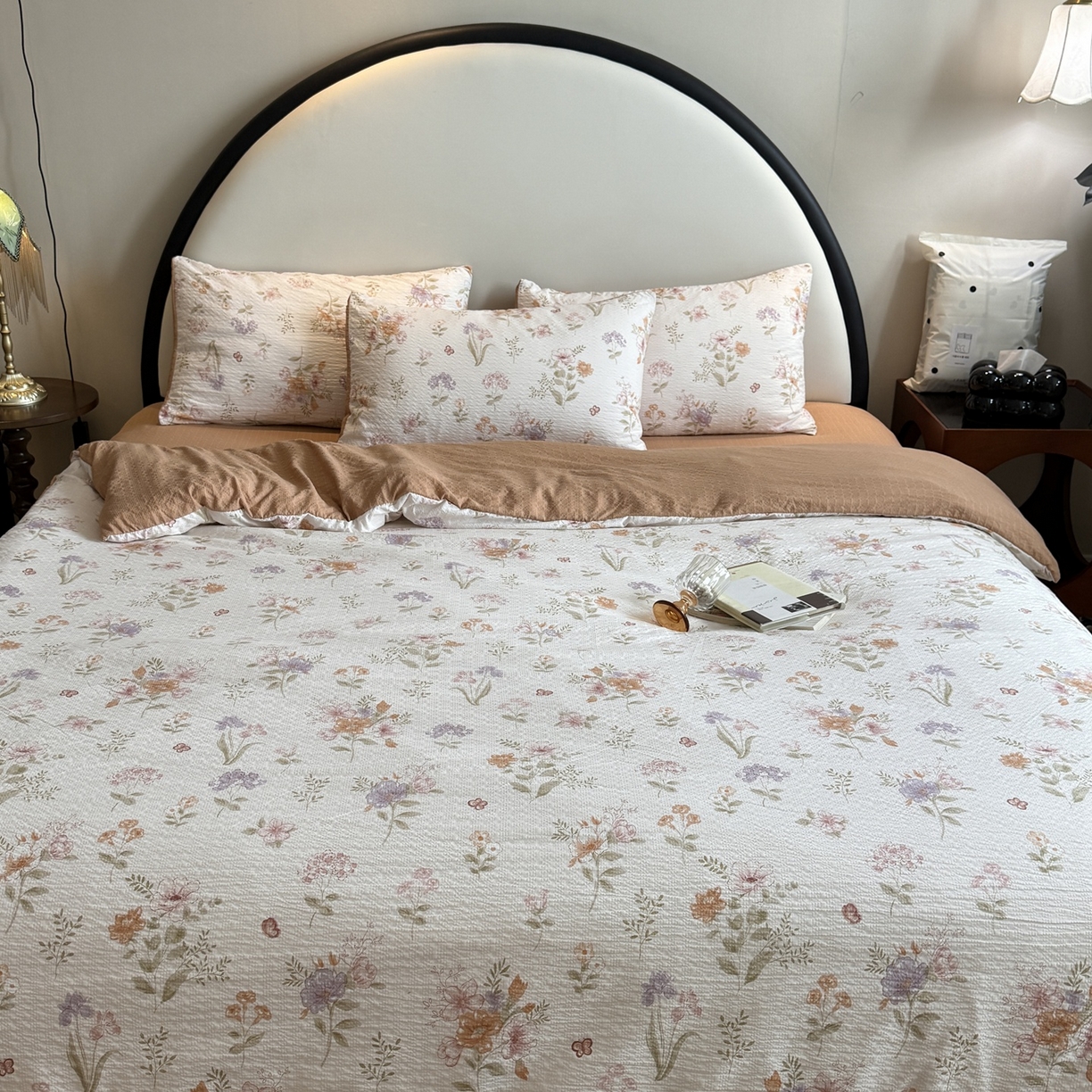 91家纺网 家纺一手货源 找家纺 美丽坊 2026新款爆款韩版泡泡纱四件套 花汀