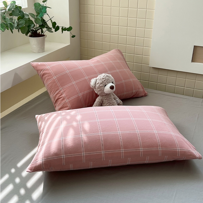 91家纺网 家纺一手货源 找家纺 春皖家纺 2026春夏新款全棉色织水洗棉夏被夏凉被空调被-云恋系列 云恋-格韵粉