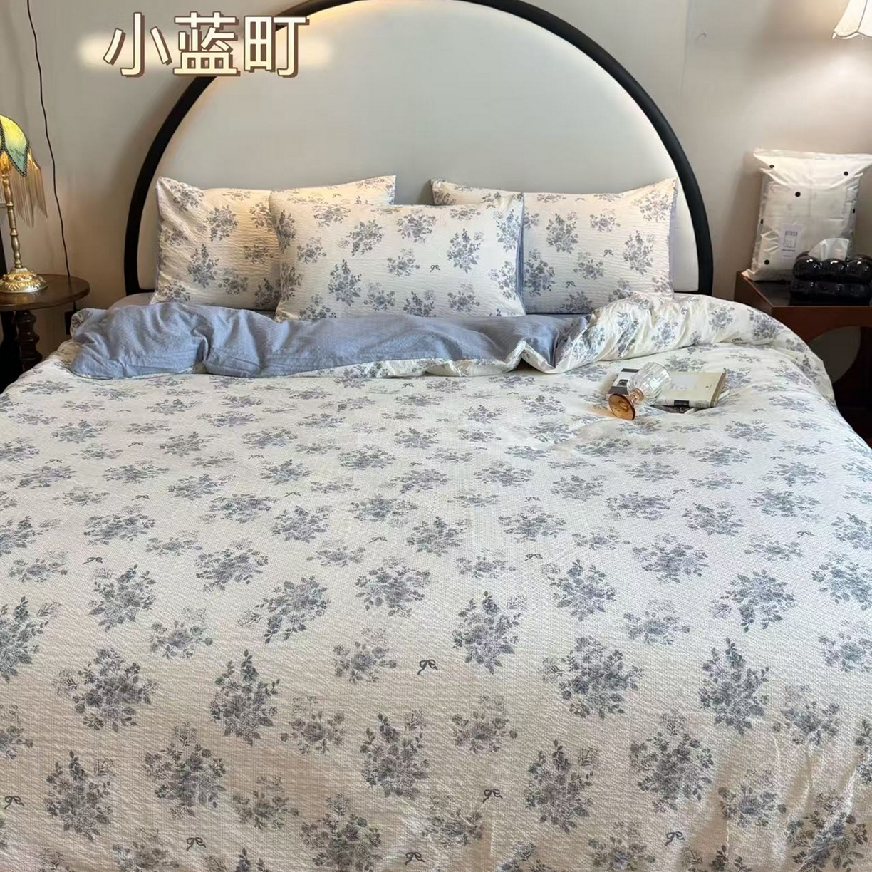 91家纺网 家纺一手货源 找家纺 美丽坊 2026新款爆款韩版泡泡纱四件套 小蓝盯