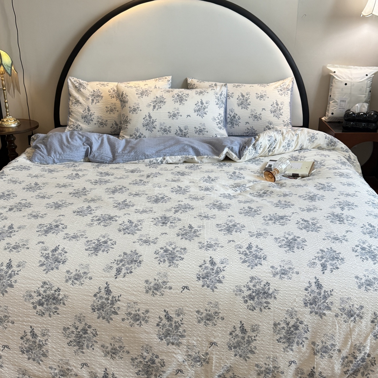 91家纺网 家纺一手货源 找家纺 美丽坊 2026新款爆款韩版泡泡纱四件套 小蓝盯