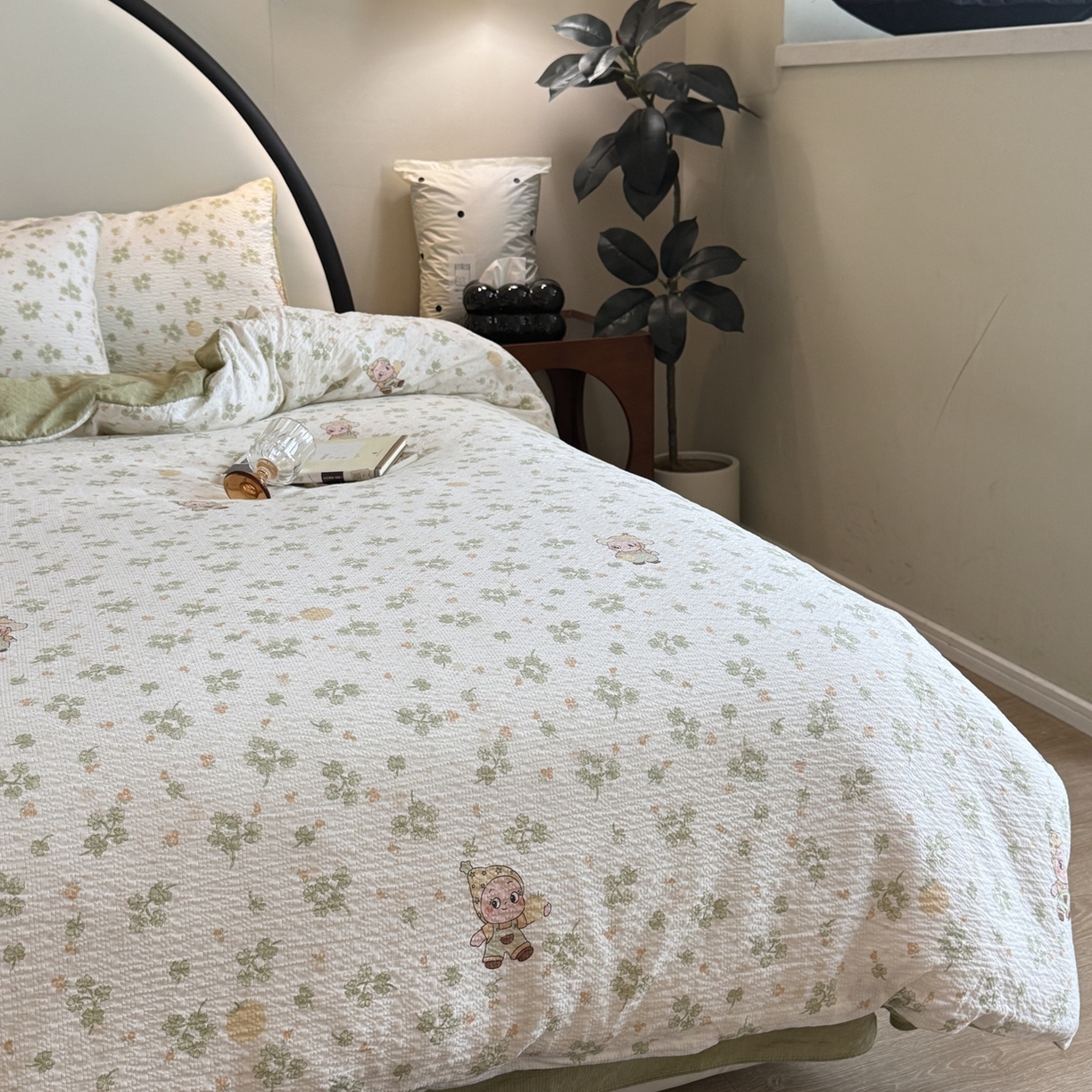 91家纺网 家纺一手货源 找家纺 美丽坊 2026新款爆款韩版泡泡纱四件套 星星人