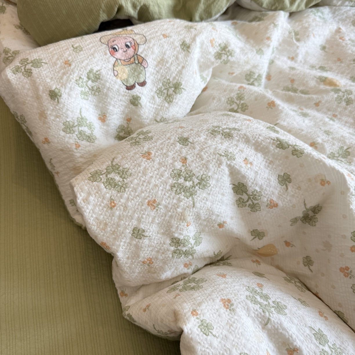 91家纺网 家纺一手货源 找家纺 美丽坊 2026新款爆款韩版泡泡纱四件套 星星人