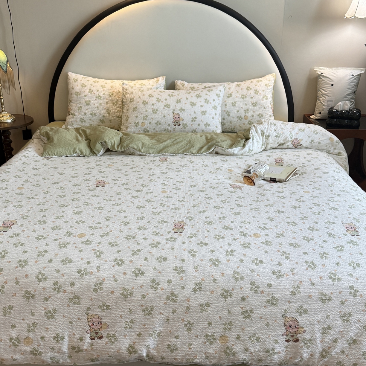 91家纺网 家纺一手货源 找家纺 美丽坊 2026新款爆款韩版泡泡纱四件套 星星人