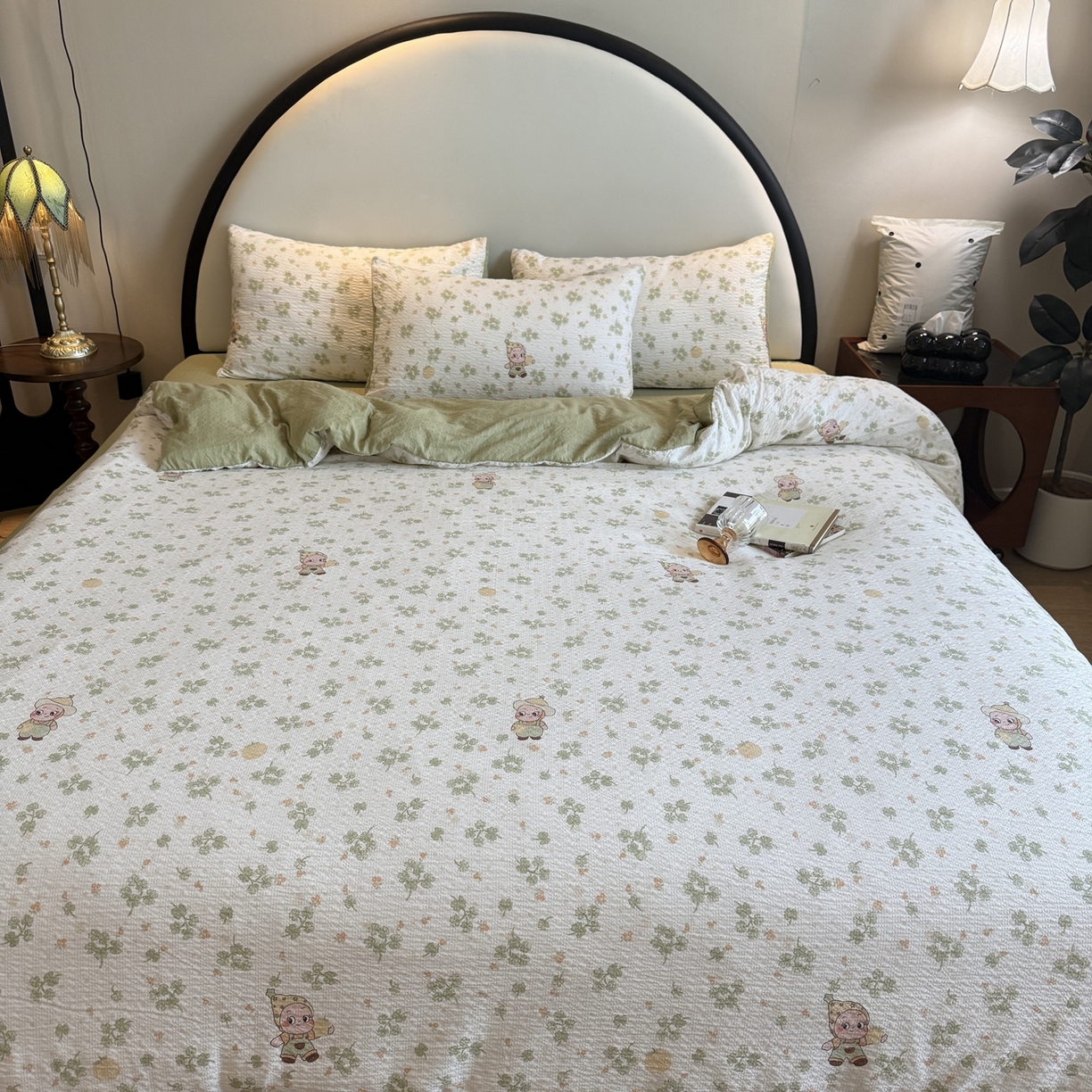 91家纺网 家纺一手货源 找家纺 美丽坊 2026新款爆款韩版泡泡纱四件套 星星人