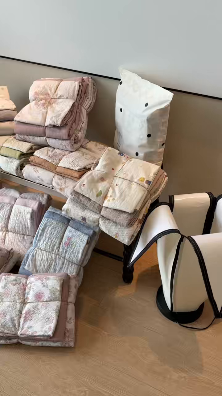 91家纺网 家纺一手货源 找家纺 美丽坊 2026新款爆款韩版泡泡纱四件套 组合图（仅供展示不可下单）