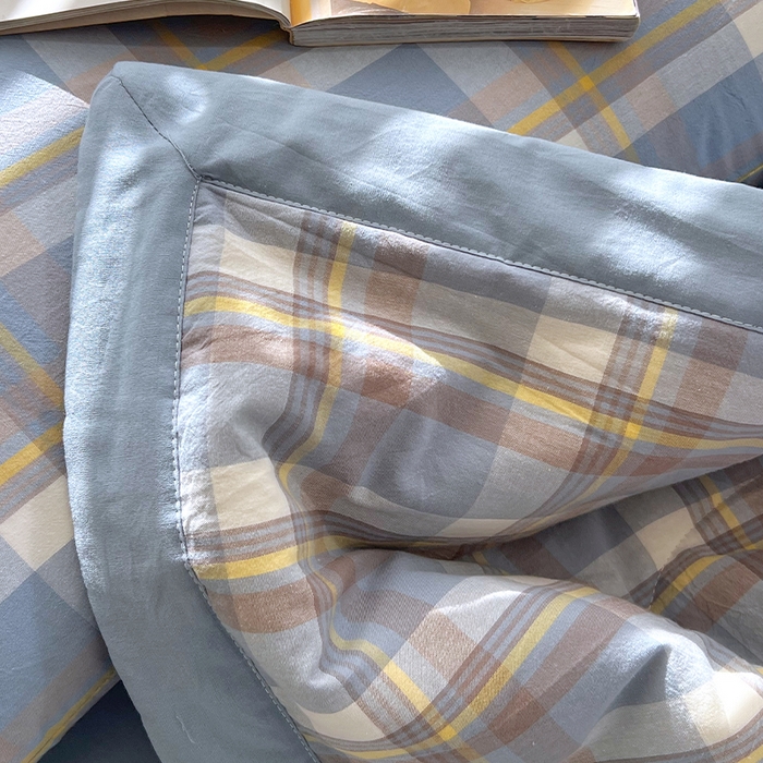 91家纺网 家纺一手货源 找家纺 春皖家纺 2026春夏新款全棉色织水洗棉夏被夏凉被空调被-云恋系列 云恋-简兮蓝