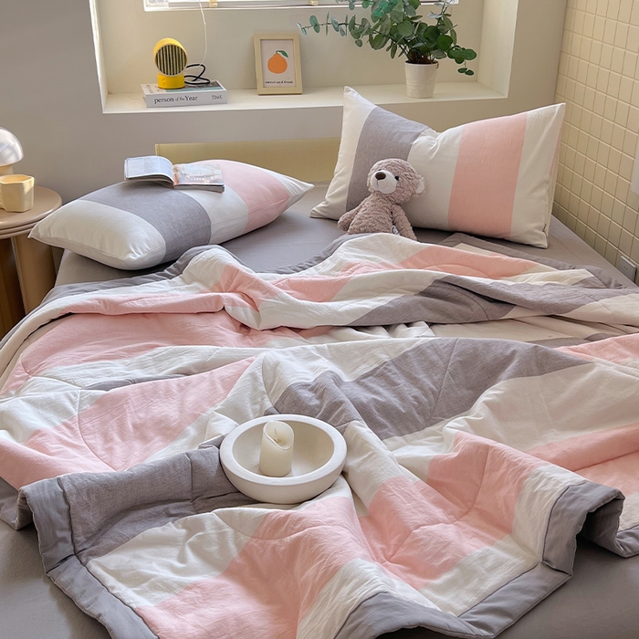 91家纺网 家纺一手货源 找家纺 春皖家纺 2026春夏新款全棉色织水洗棉夏被夏凉被空调被-云恋系列 云恋-莱卡