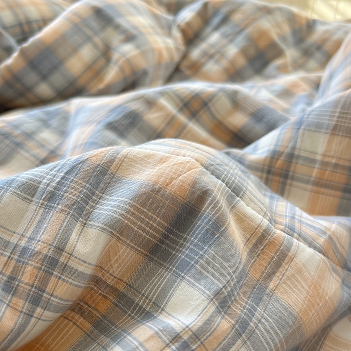 91家纺网 家纺一手货源 找家纺 春皖家纺 2026春夏新款全棉色织水洗棉夏被夏凉被空调被-云恋系列 云恋-蓝调格