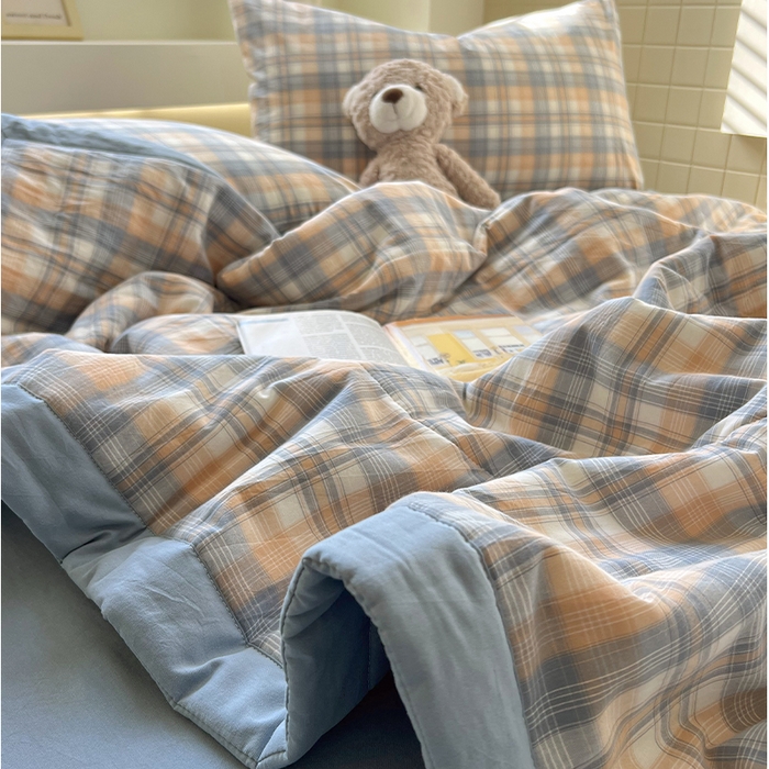 91家纺网 家纺一手货源 找家纺 春皖家纺 2026春夏新款全棉色织水洗棉夏被夏凉被空调被-云恋系列 云恋-蓝调格