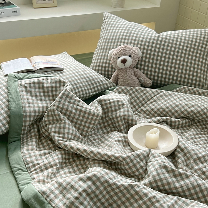 91家纺网 家纺一手货源 找家纺 春皖家纺 2026春夏新款全棉色织水洗棉夏被夏凉被空调被-云恋系列 云恋-绿小格