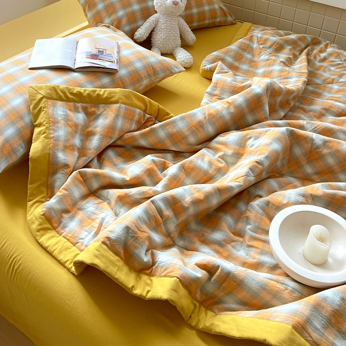 91家纺网 家纺一手货源 找家纺 春皖家纺 2026春夏新款全棉色织水洗棉夏被夏凉被空调被-云恋系列 云恋-沐夏