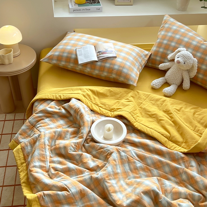 91家纺网 家纺一手货源 找家纺 春皖家纺 2026春夏新款全棉色织水洗棉夏被夏凉被空调被-云恋系列 云恋-沐夏