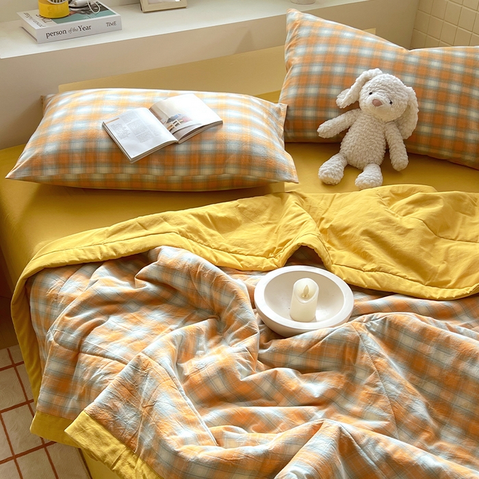 91家纺网 家纺一手货源 找家纺 春皖家纺 2026春夏新款全棉色织水洗棉夏被夏凉被空调被-云恋系列 云恋-沐夏