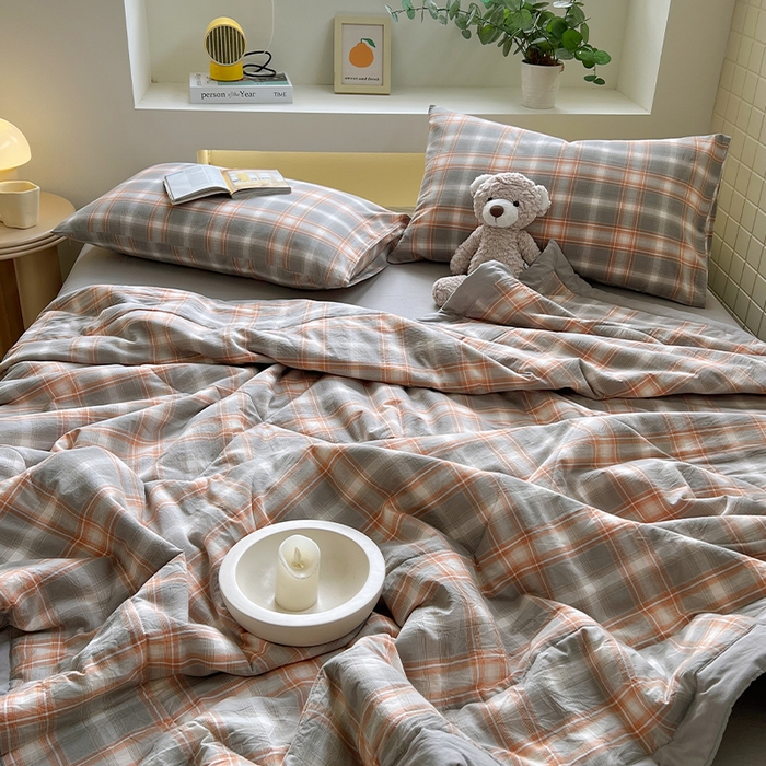 91家纺网 家纺一手货源 找家纺 春皖家纺 2026春夏新款全棉色织水洗棉夏被夏凉被空调被-云恋系列 云恋-诺卡