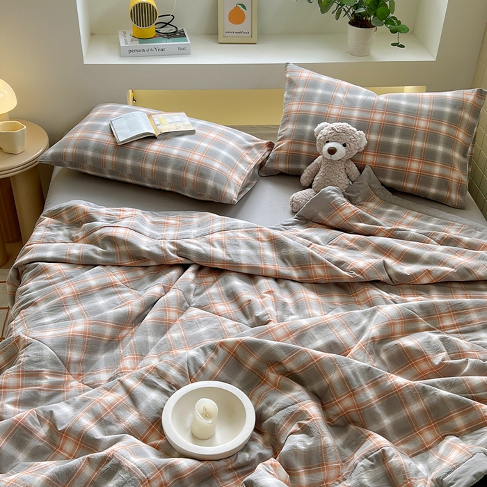 91家纺网 家纺一手货源 找家纺 春皖家纺 2026春夏新款全棉色织水洗棉夏被夏凉被空调被-云恋系列 云恋-诺卡