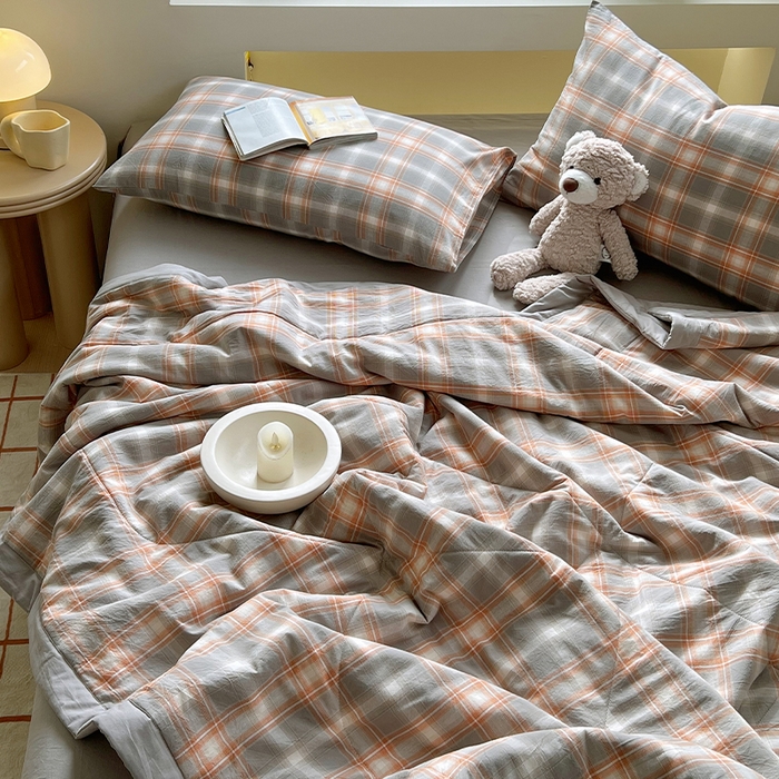 91家纺网 家纺一手货源 找家纺 春皖家纺 2026春夏新款全棉色织水洗棉夏被夏凉被空调被-云恋系列 云恋-诺卡