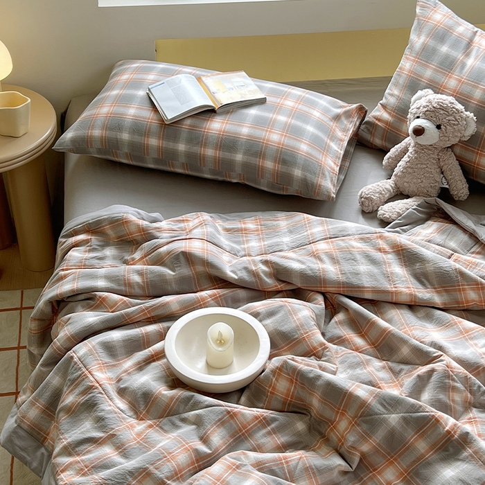 91家纺网 家纺一手货源 找家纺 春皖家纺 2026春夏新款全棉色织水洗棉夏被夏凉被空调被-云恋系列 云恋-诺卡