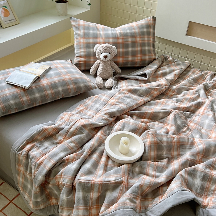 91家纺网 家纺一手货源 找家纺 春皖家纺 2026春夏新款全棉色织水洗棉夏被夏凉被空调被-云恋系列 云恋-诺卡