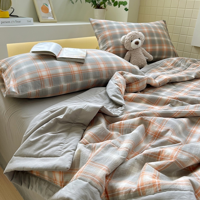 91家纺网 家纺一手货源 找家纺 春皖家纺 2026春夏新款全棉色织水洗棉夏被夏凉被空调被-云恋系列 云恋-诺卡