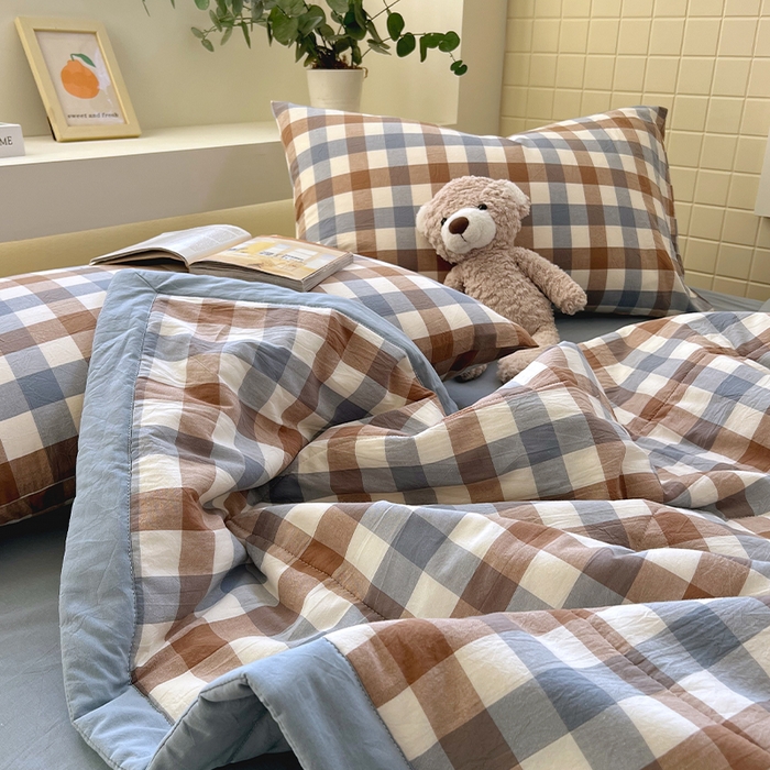 91家纺网 家纺一手货源 找家纺 春皖家纺 2026春夏新款全棉色织水洗棉夏被夏凉被空调被-云恋系列 云恋-七彩格