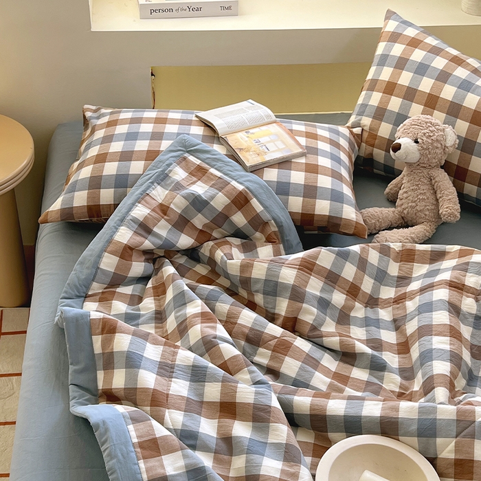 91家纺网 家纺一手货源 找家纺 春皖家纺 2026春夏新款全棉色织水洗棉夏被夏凉被空调被-云恋系列 云恋-七彩格