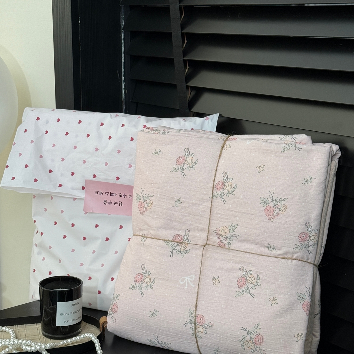 91家纺网 家纺一手货源 找家纺 美丽坊 2026新款韩系沐纱棉印花四件套 白茶