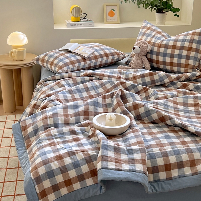 91家纺网 家纺一手货源 找家纺 春皖家纺 2026春夏新款全棉色织水洗棉夏被夏凉被空调被-云恋系列 云恋-七彩格