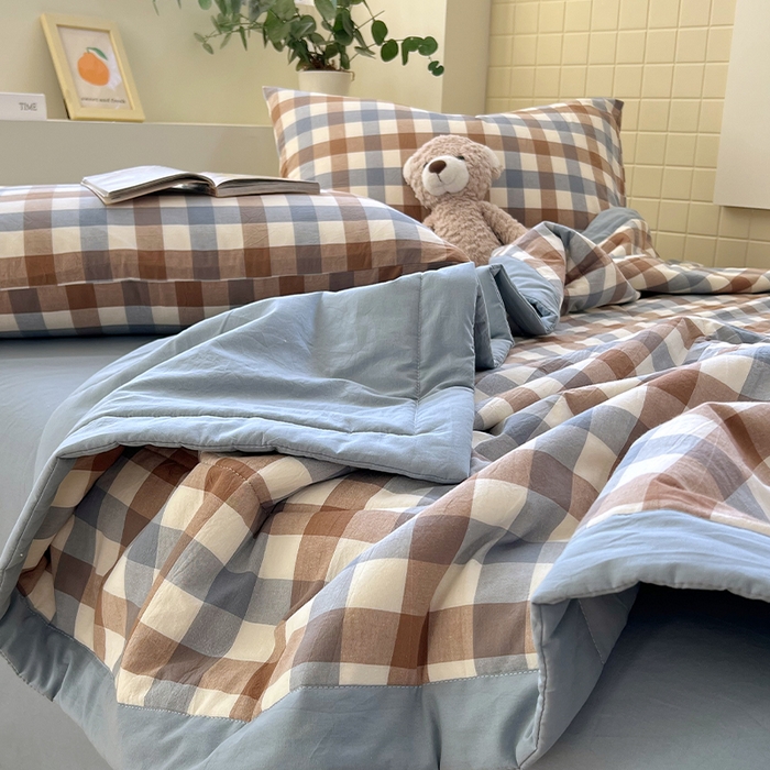 91家纺网 家纺一手货源 找家纺 春皖家纺 2026春夏新款全棉色织水洗棉夏被夏凉被空调被-云恋系列 云恋-七彩格