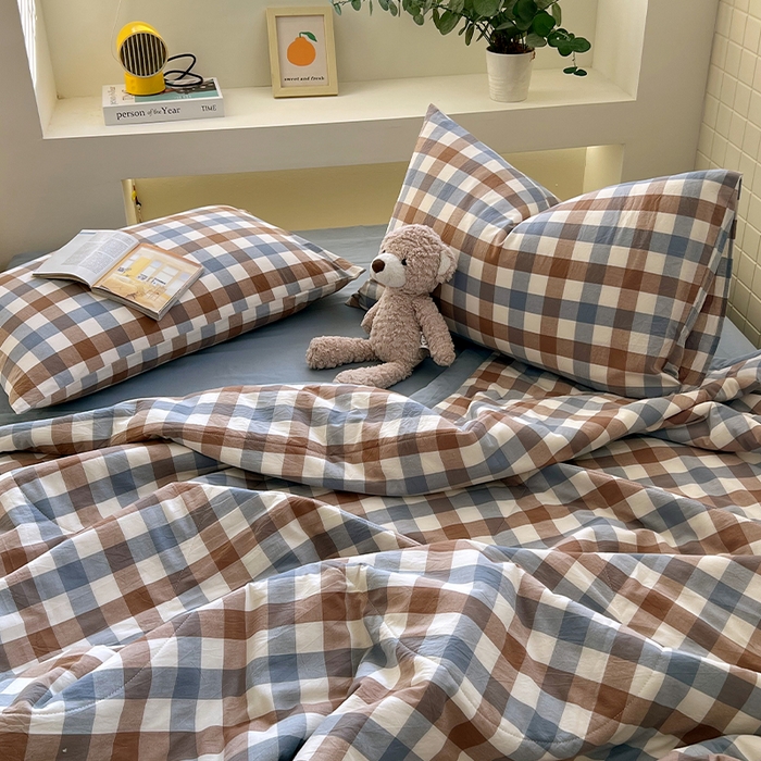 91家纺网 家纺一手货源 找家纺 春皖家纺 2026春夏新款全棉色织水洗棉夏被夏凉被空调被-云恋系列 云恋-七彩格