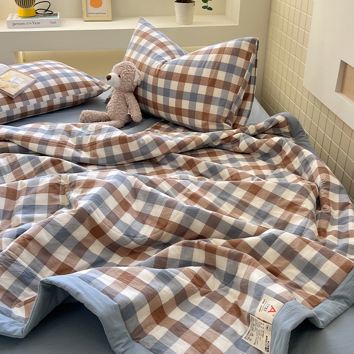 91家纺网 家纺一手货源 找家纺 春皖家纺 2026春夏新款全棉色织水洗棉夏被夏凉被空调被-云恋系列 云恋-七彩格