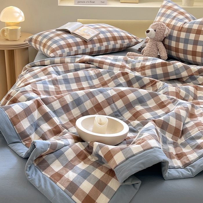 91家纺网 家纺一手货源 找家纺 春皖家纺 2026春夏新款全棉色织水洗棉夏被夏凉被空调被-云恋系列 云恋-七彩格