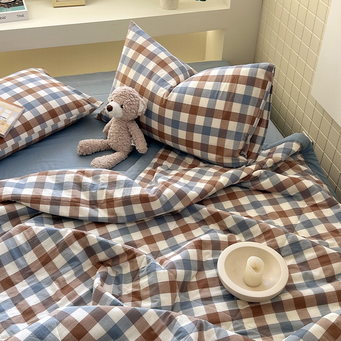 91家纺网 家纺一手货源 找家纺 春皖家纺 2026春夏新款全棉色织水洗棉夏被夏凉被空调被-云恋系列 云恋-七彩格