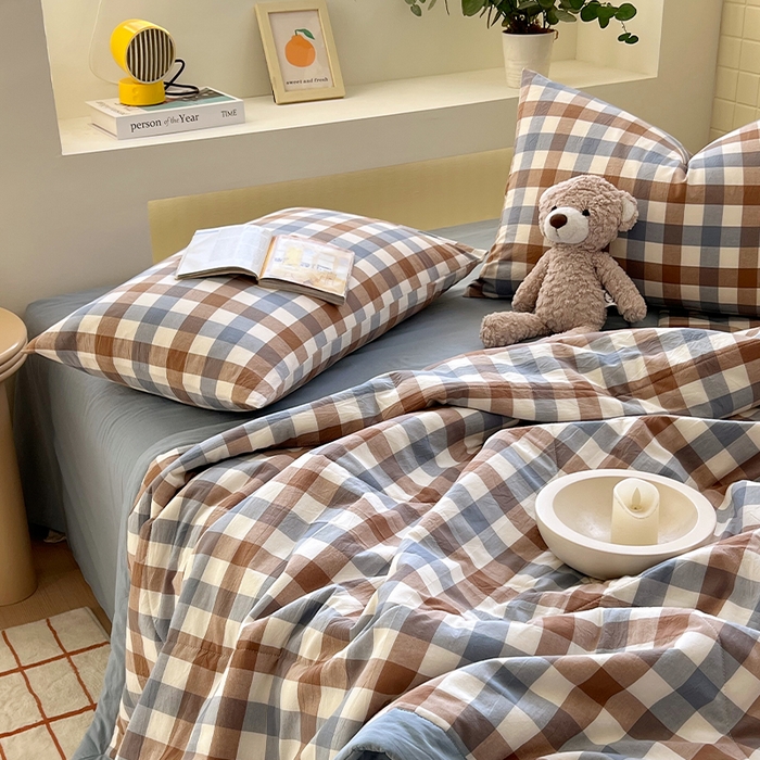 91家纺网 家纺一手货源 找家纺 春皖家纺 2026春夏新款全棉色织水洗棉夏被夏凉被空调被-云恋系列 云恋-七彩格