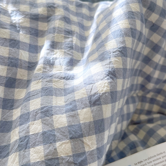 91家纺网 家纺一手货源 找家纺 春皖家纺 2026春夏新款全棉色织水洗棉夏被夏凉被空调被-云恋系列 云恋-水蓝小格