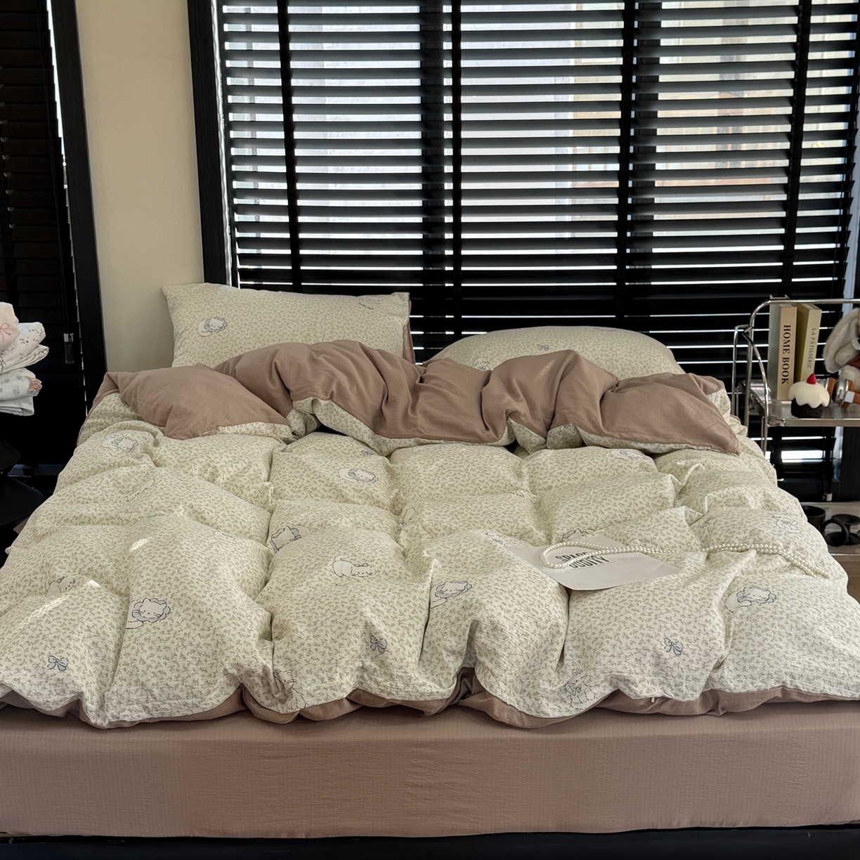 91家纺网 家纺一手货源 找家纺 美丽坊 2026新款韩系沐纱棉印花四件套 丛林喵