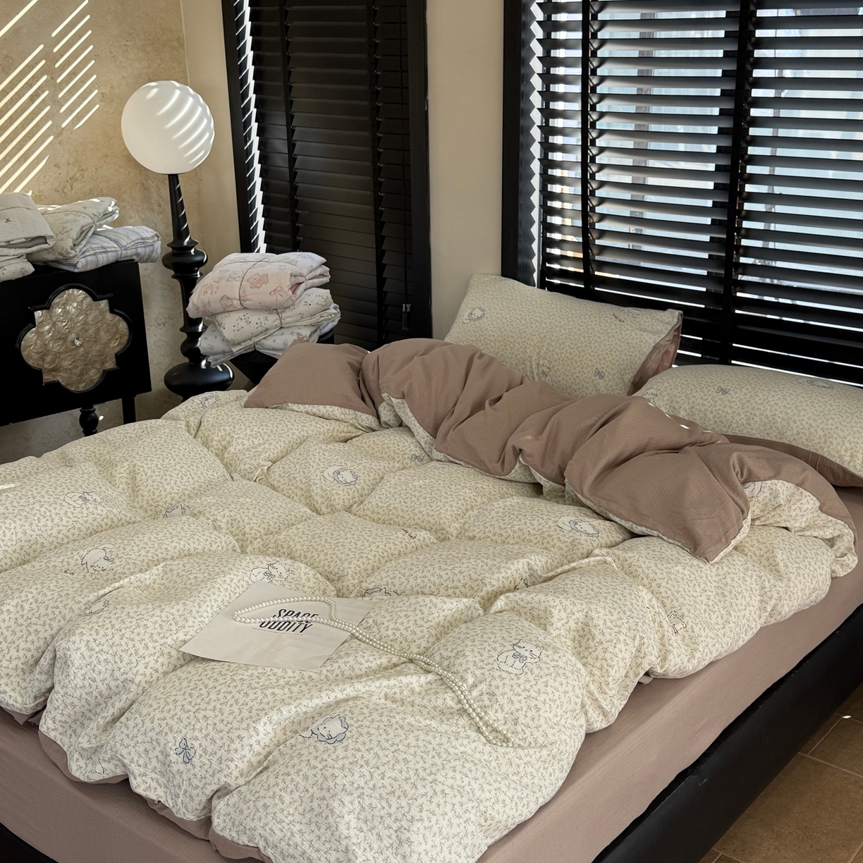 91家纺网 家纺一手货源 找家纺 美丽坊 2026新款韩系沐纱棉印花四件套 丛林喵